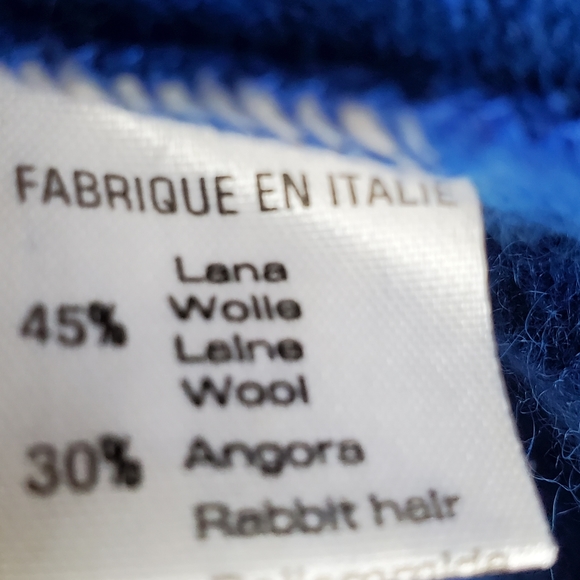 Byblos | Vintage Cardigan | Blue floral wool and angora, dolman sleeve Size S-M - Picture 11 of 12